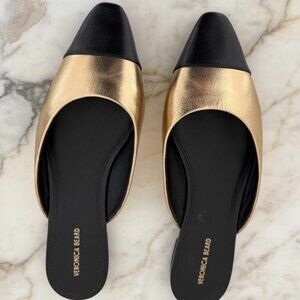 NWT Veronica Beard Black & Gold Mules Size 10M